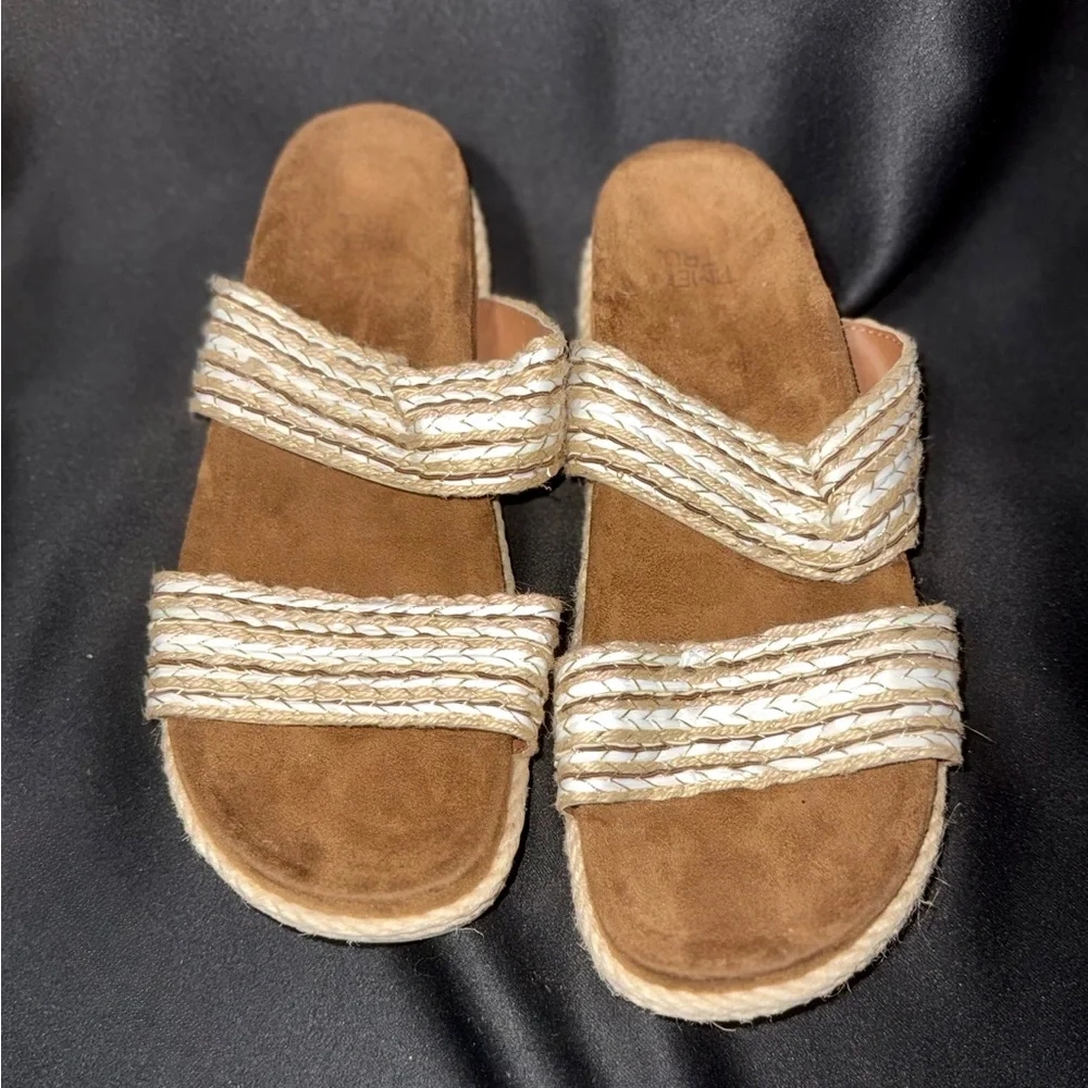 Time and Tru Tan Espadrille Slide Sandals